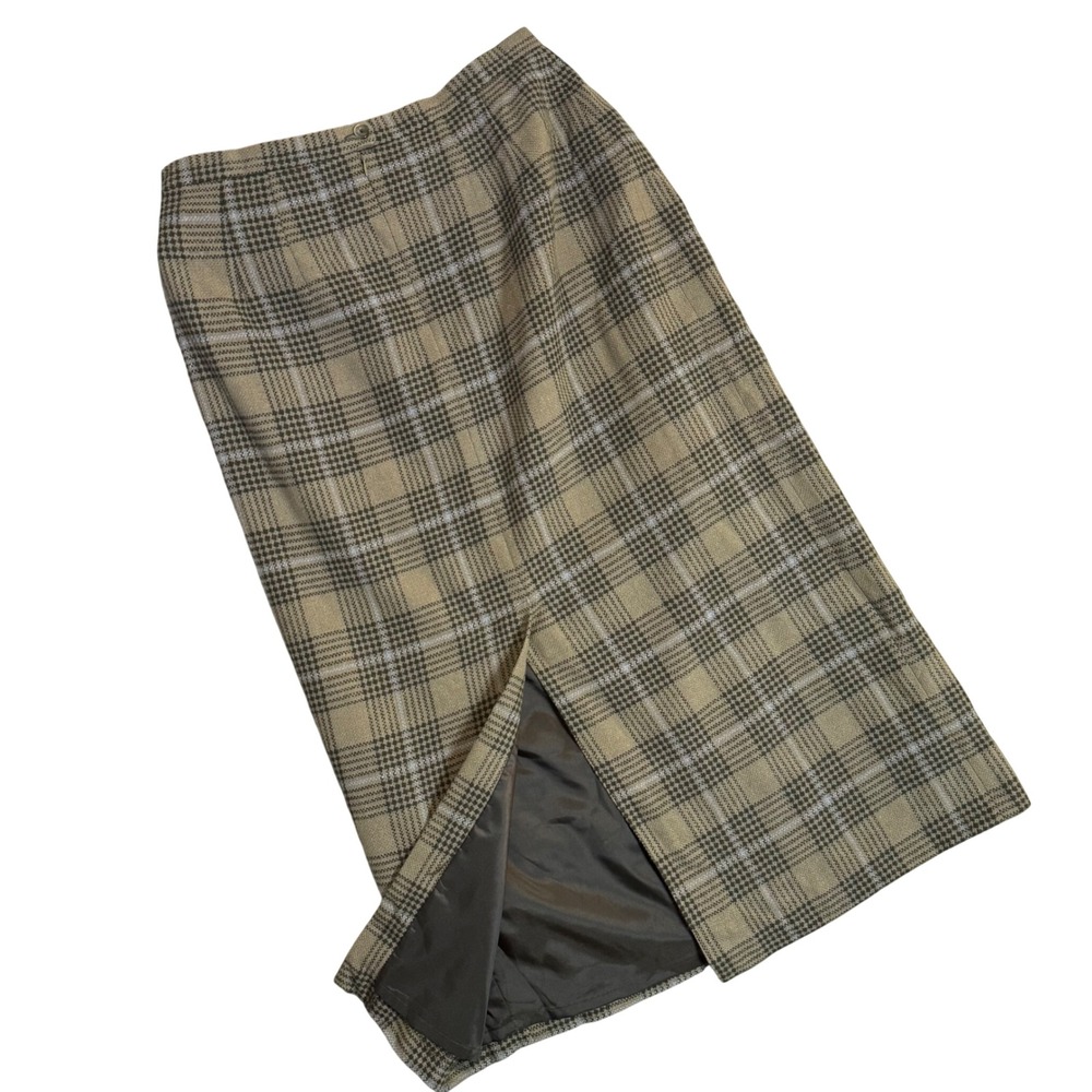 Vintage 100% Wool Plaid Maxi Skirt Women's 16 Dark Academia Equestrian Heritage